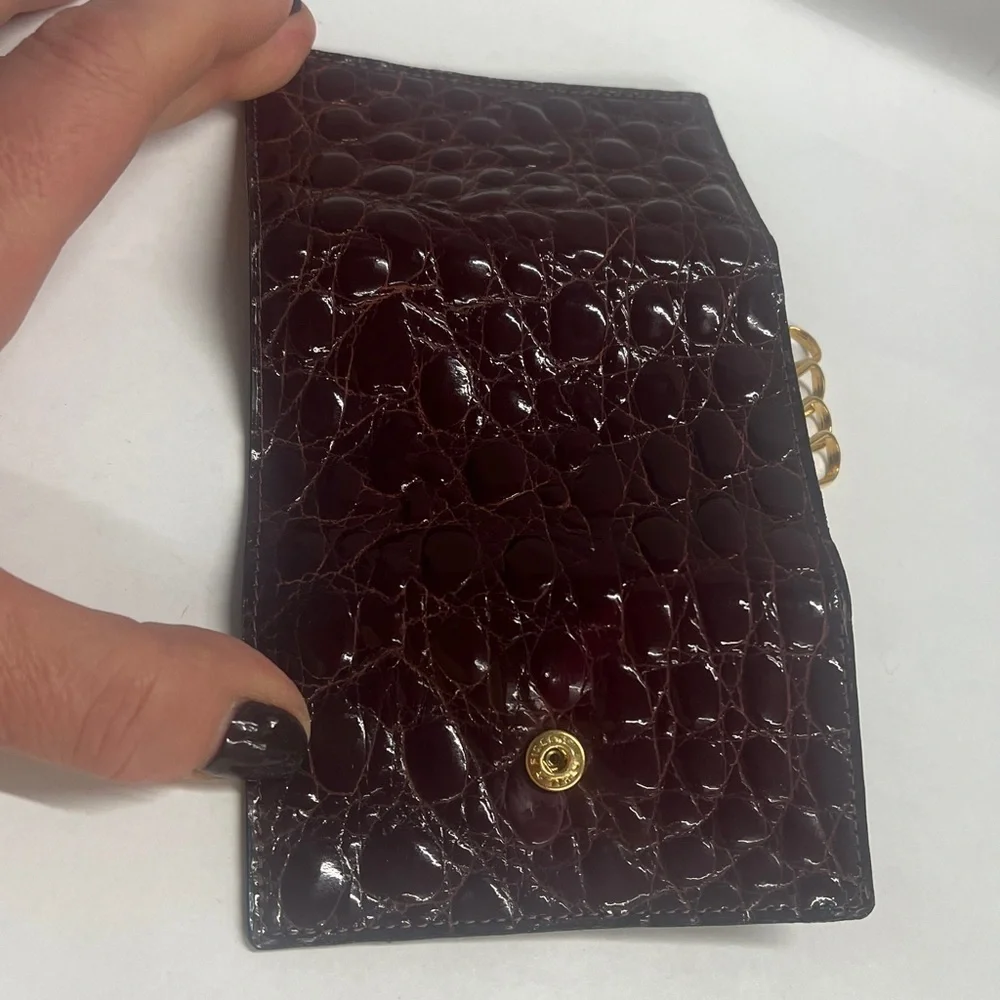 Julian Burgundy Croc Embossed Patent Leather 6 Key Holder